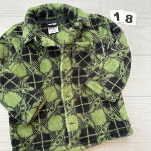 Star Wars Grogu Green and Black Fleece Jacket size 18 months